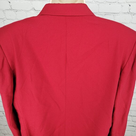 VTG Talbots Red 100% Worsted Wool Gold Button Blazer Jacket USA Made Size 16 - Picture 11 of 15